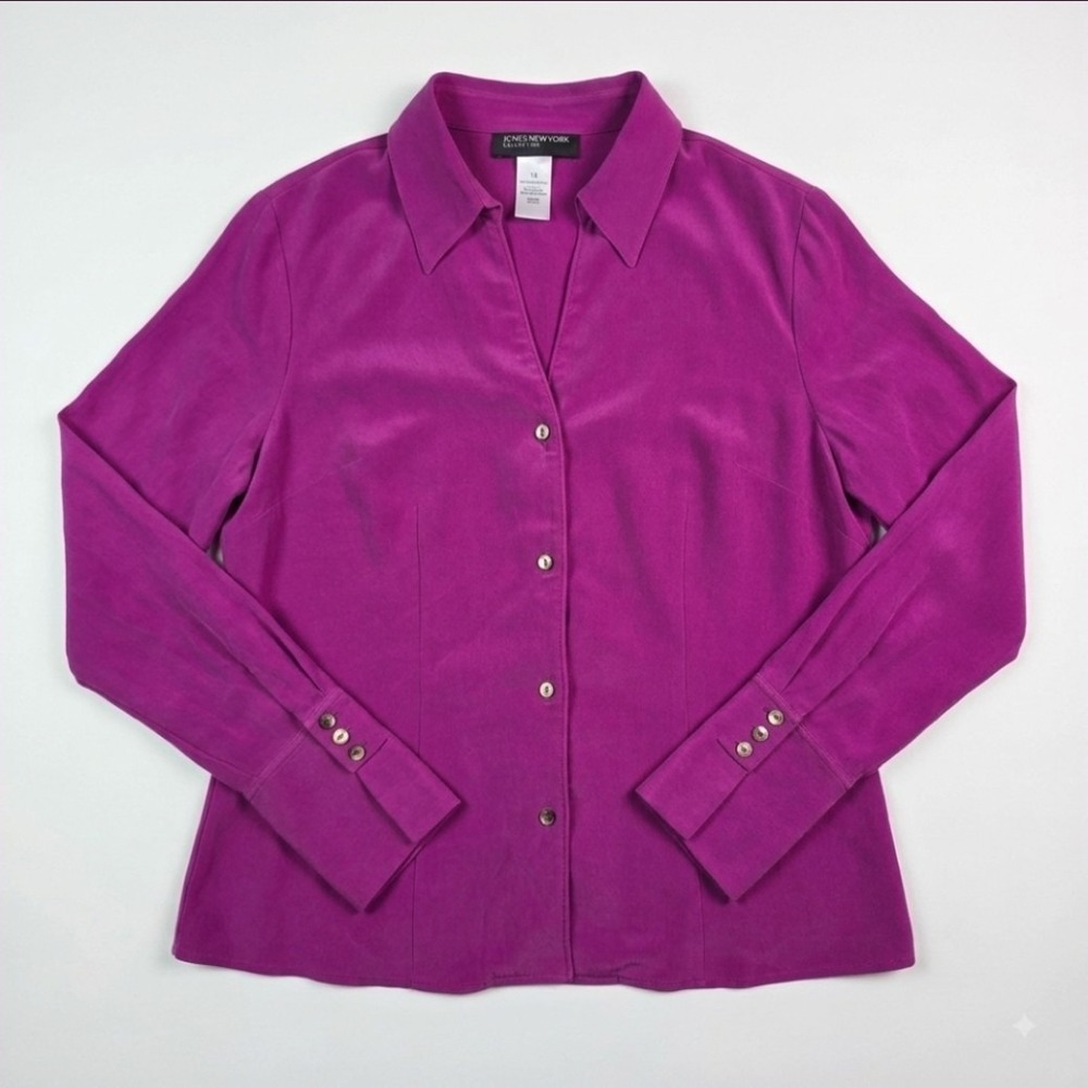 Pink Jones New York Collection Blouse, 100% Silk, Size 14